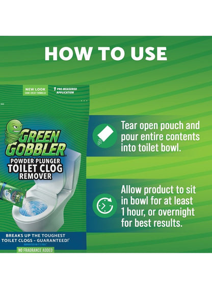 Green Gobbler Powder Plunger Toilet Clog Remover