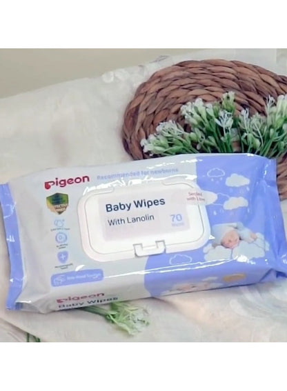 Pigeon Moisturizing Cloths With Lanolin 70 Wipes