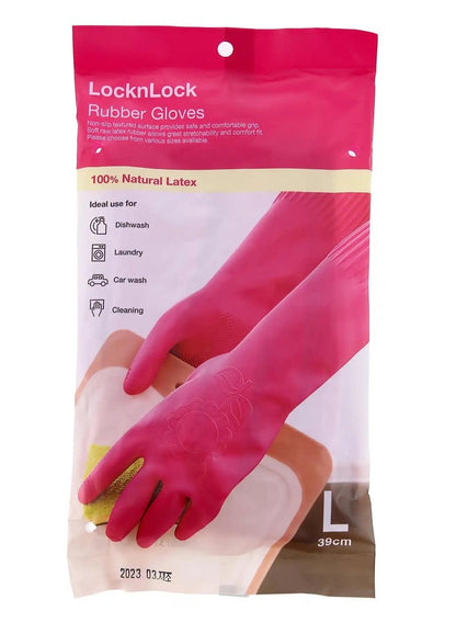 LocknLock Pink Rubber Gloves 39 cm Large