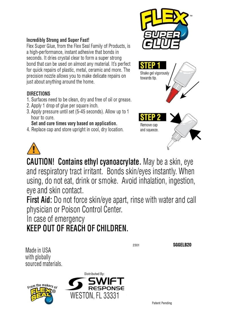 Flex Seal Super Glue Gel 20 Gram Bottle