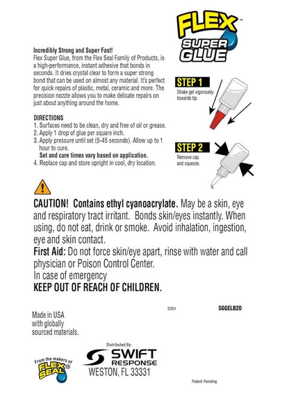 Flex Seal Super Glue Gel 20 Gram Bottle