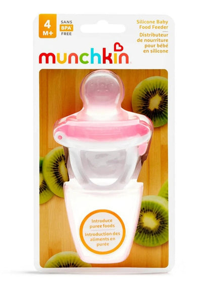 Munchkin Silicone Baby Food Feeder With Cover Pink