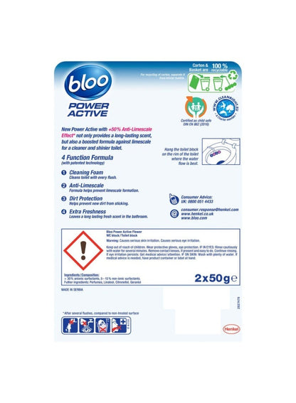 Bloo Power Active Flowers Toilet Rim Block 100G