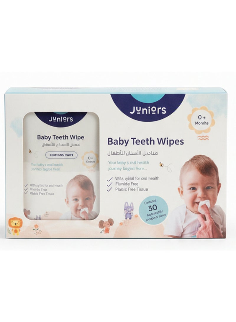 JUNIORS Baby Teeth Wipes – 30 Wrapped Wipes