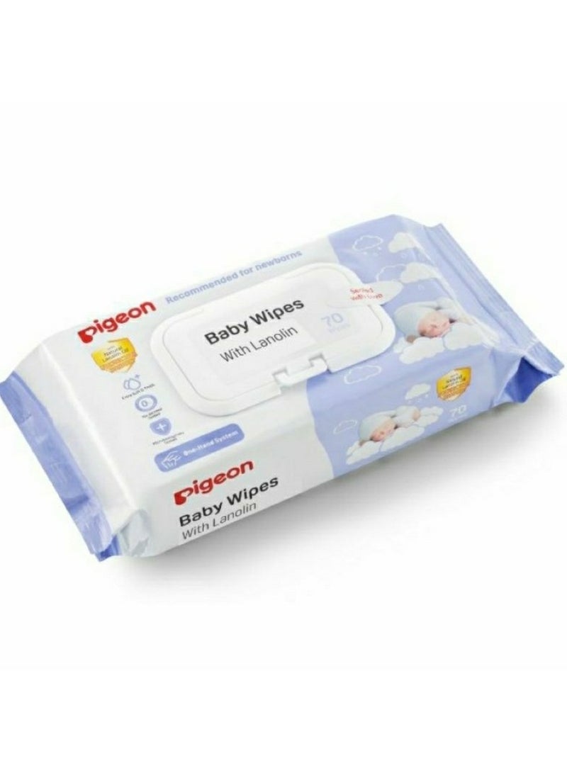 Pigeon Moisturizing Cloths With Lanolin 70 Wipes