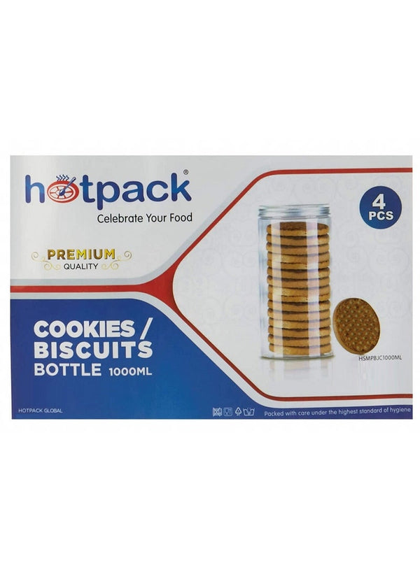 Hotpack Cookie Jar with Silver Lid 1000 ML - Set of 4