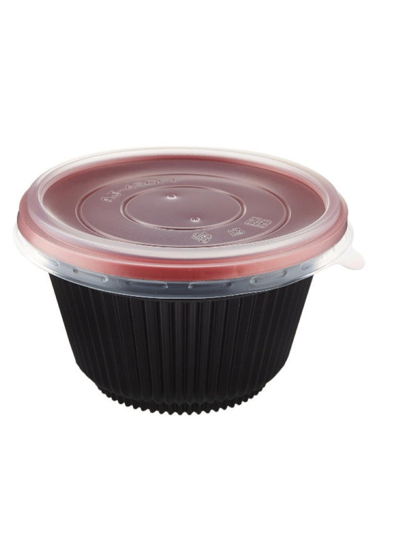 Hotpack Red & Black Soup Bowls with Lid - 5 Pieces