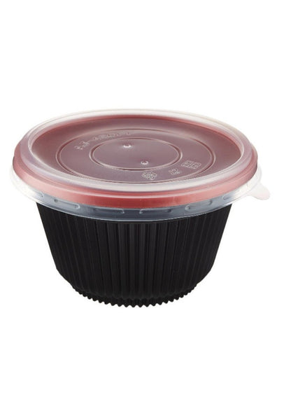 Hotpack Red & Black Soup Bowls with Lid - 5 Pieces
