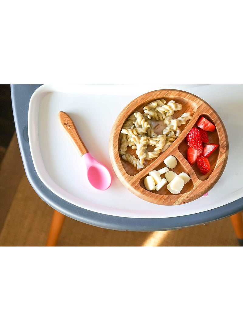 Avanchy Bamboo Suction Plate + Spoon Blue