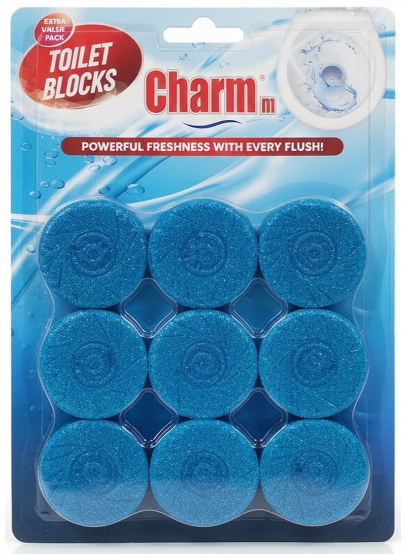 CHARMM Toilet Blocks Blue 9 Pcs Set