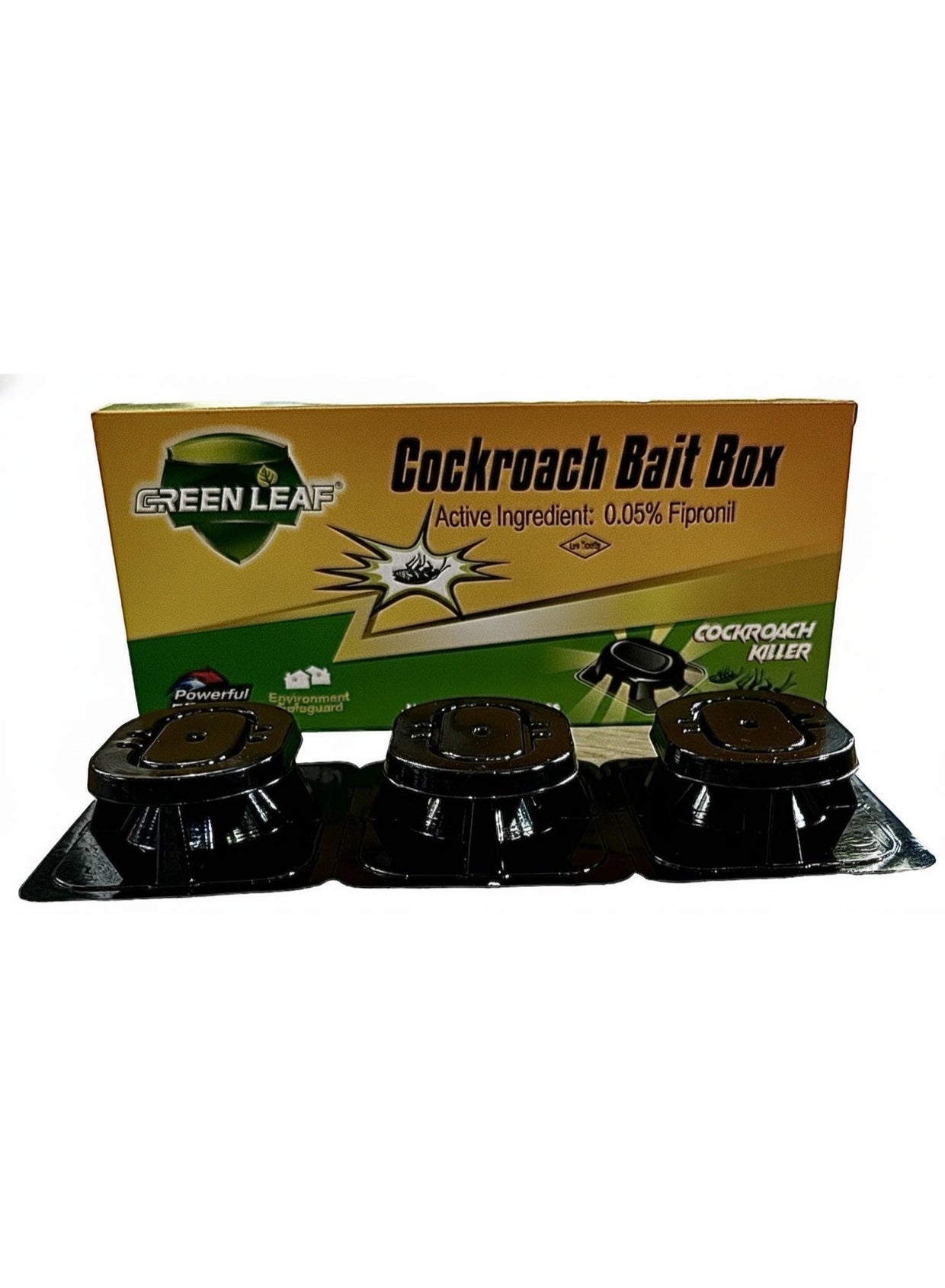 areas key, bait box, bait boxes, box trap, boxes net, cockroach bait, cockroach bait box, cool dry, dry place, fit easily, green leaf, note keep, per box, small bait, total net