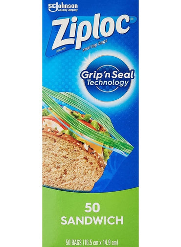 Ziploc 50 Piece Sandwich Bags Clear 16.5x14.9cm