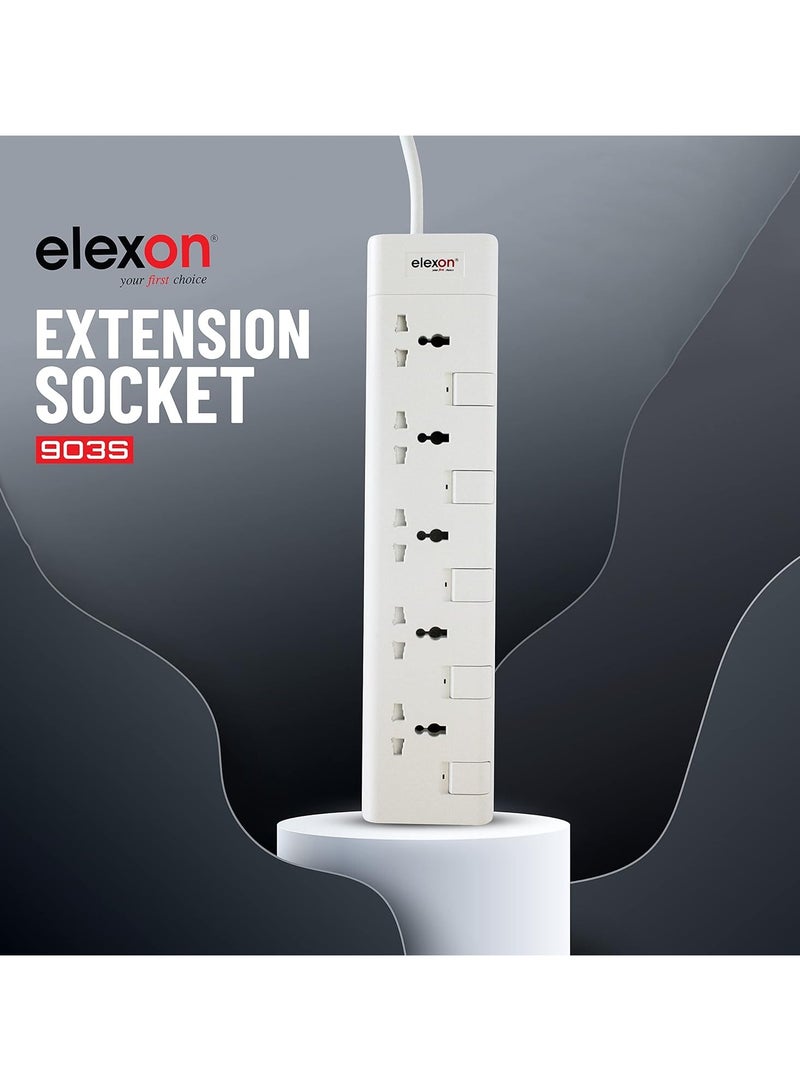 Elexon 5 Way Power Extension Socket with 2M Cable