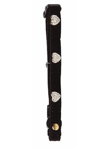 Pawise Cat Collar Diamond Heart Black Velvet