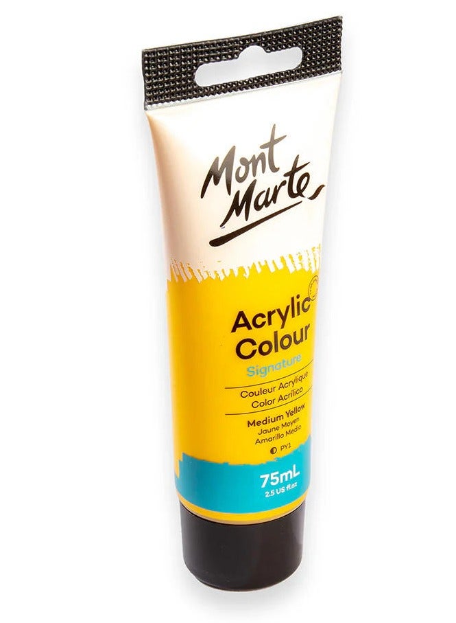 Mont Marte Signature Acrylic Paint 75ML Tube Medium Yellow