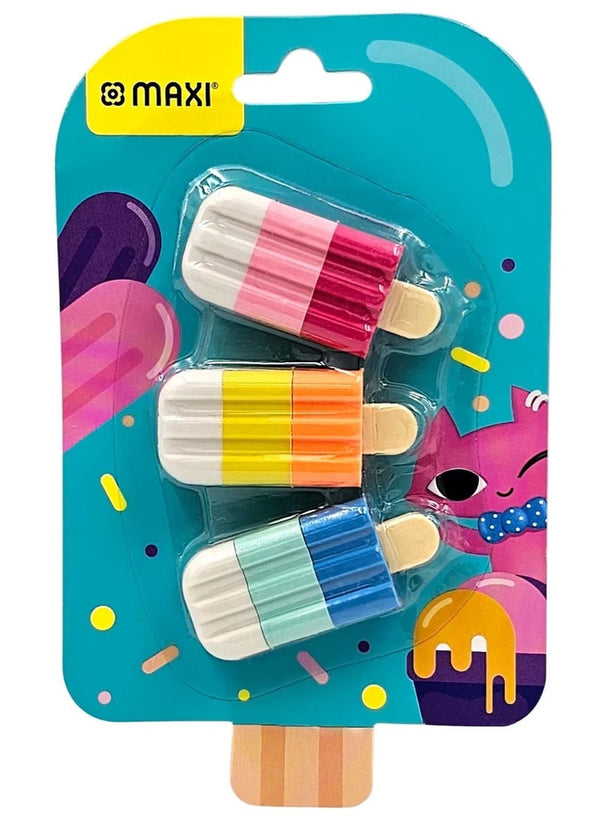 Maxi Bright Colour Eraser Set of 3