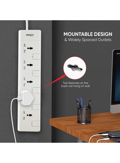 Elexon 5 Way Power Extension Socket with 2M Cable