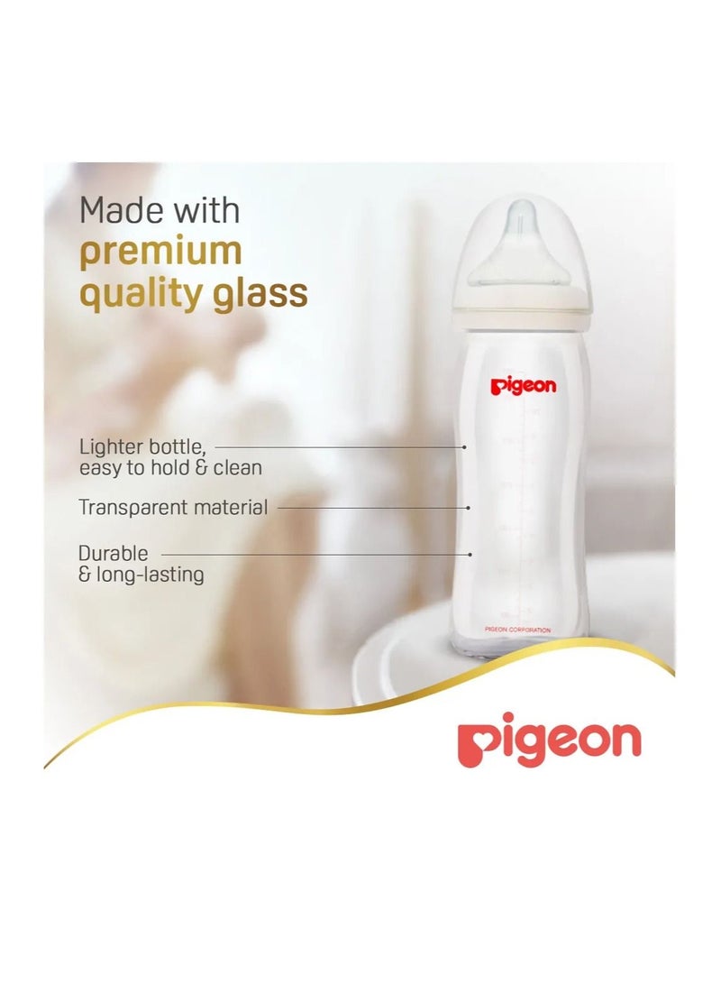Pigeon Softouch Wide Neck Glass Bottle - 240mL