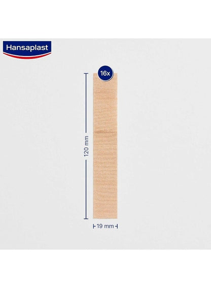 dry place, elastic finger, elastic finger strips, extra long, finger strips, gently dry, hansaplast, long wrap, non-stick, place even, secure hold, skin apply, small cuts, water dirt, wound pad
