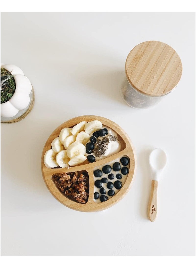 Avanchy Bamboo Suction Plate + Spoon Pink