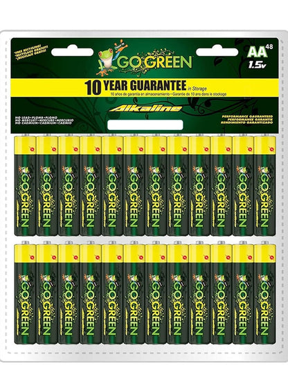 Eco Friendly Alkaline AA Batteries 48 Pcs by GO GREEN
