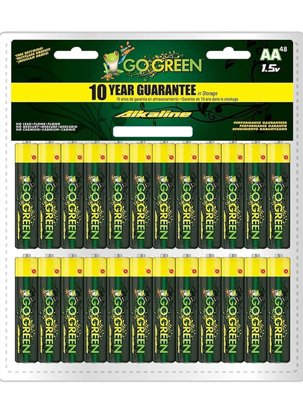Eco Friendly Alkaline AA Batteries 48 Pcs by GO GREEN