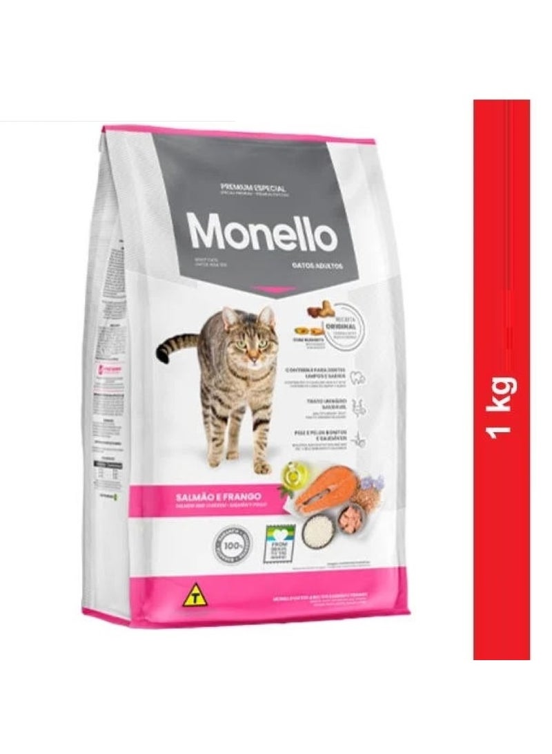Premium MONELLO Adult Cat Food Salmon & Chicken 1 Kg