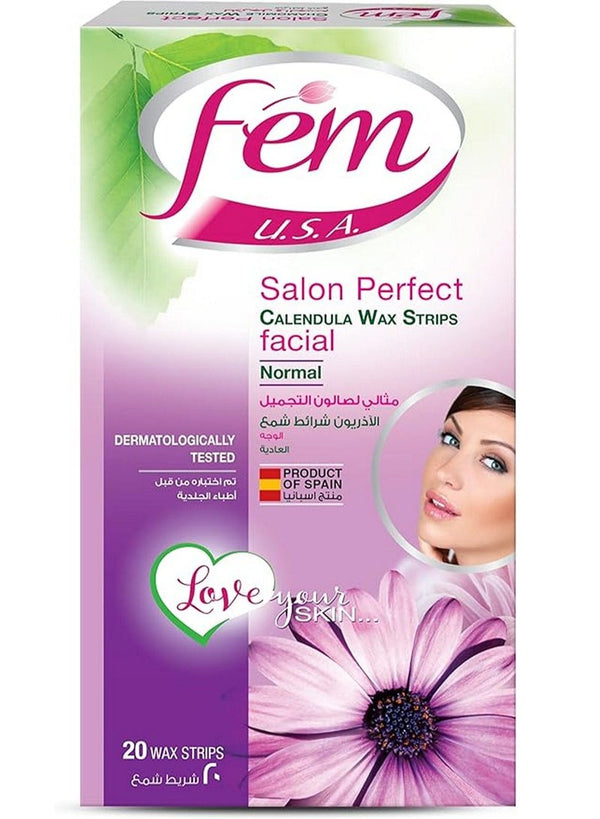 Fem Facial Wax Strips with Calendula for Normal Skin