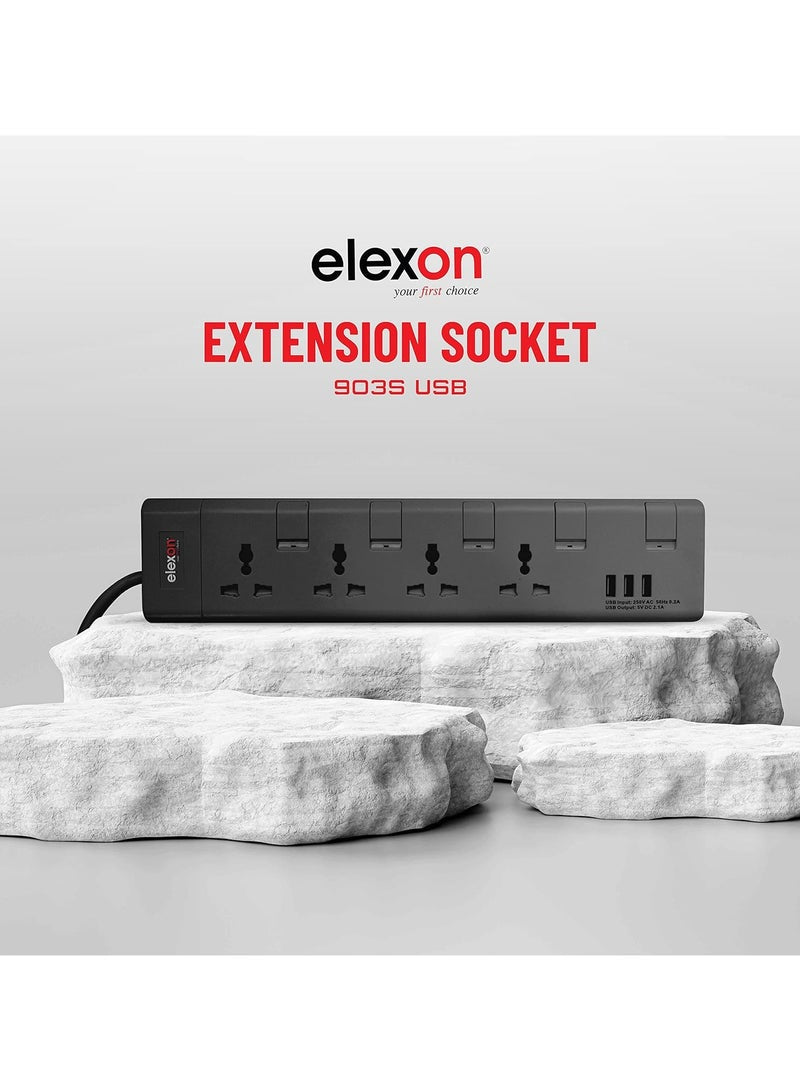 Elexon 4 Way Power Extension with USB Ports