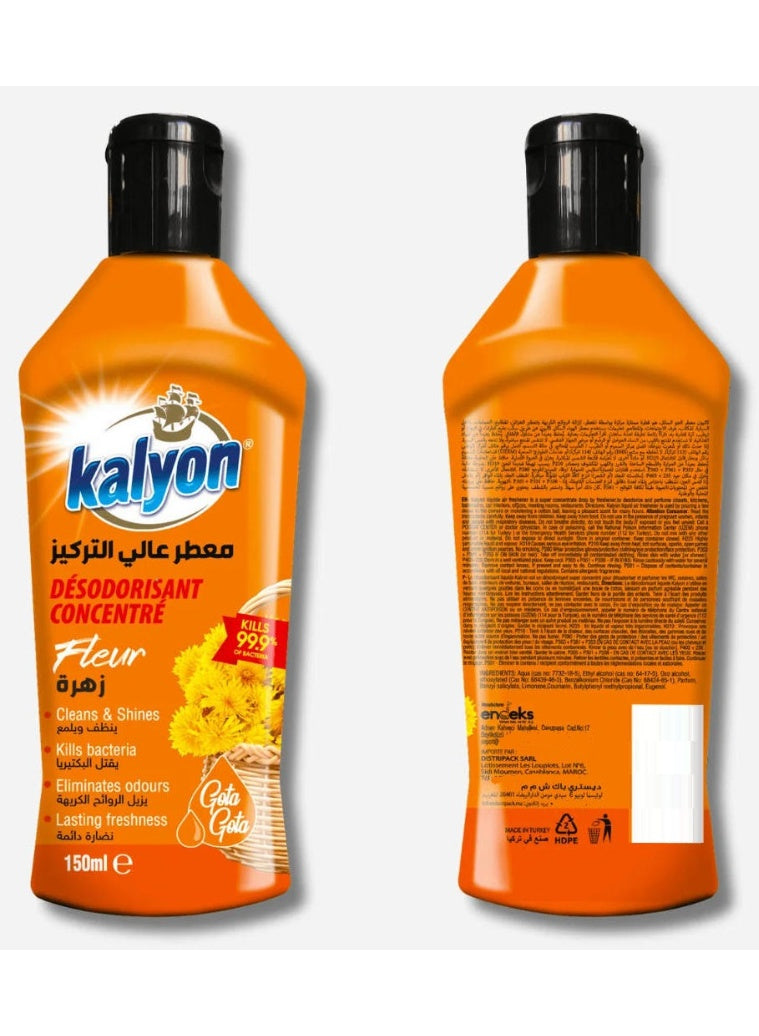 adds shine, clean home, concentrated deodorizing, concentrated deodorizing cleaner, cool dry, deodorizing cleaner, dry place, every room, fleur concentrated, fleur concentrated deodorizing, kalyon, name fleur, pets avoid, scent key, wide range