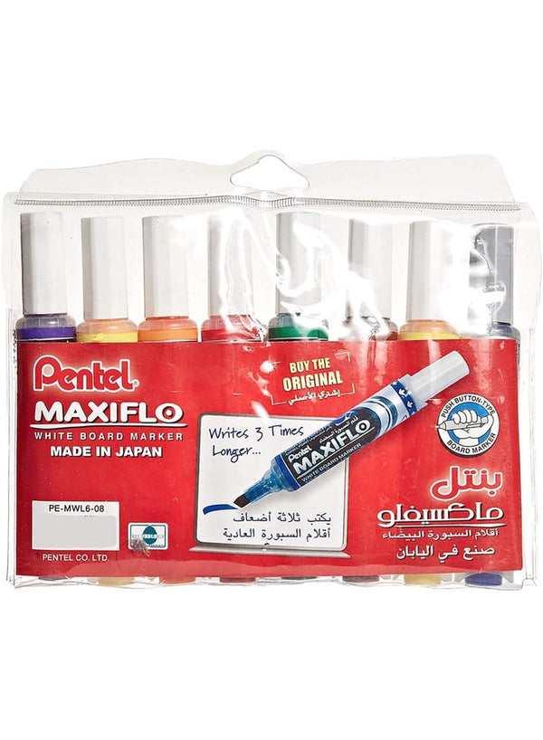 Pentel Maxiflo White Board Marker Chisel Tip Set