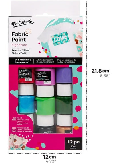 Mont Marte Signature Fabric Paint 12Pc X 20ML