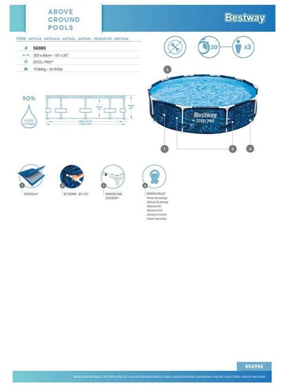 Bestway Steel Pro Frame Pool 3.05M - Bestway