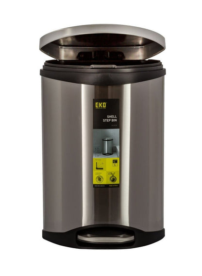 EKO Shell Step Pedal Bin Silver 10 Liter