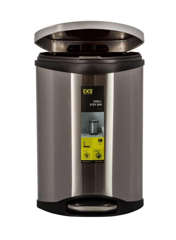 EKO Shell Step Pedal Bin Silver 10 Liter