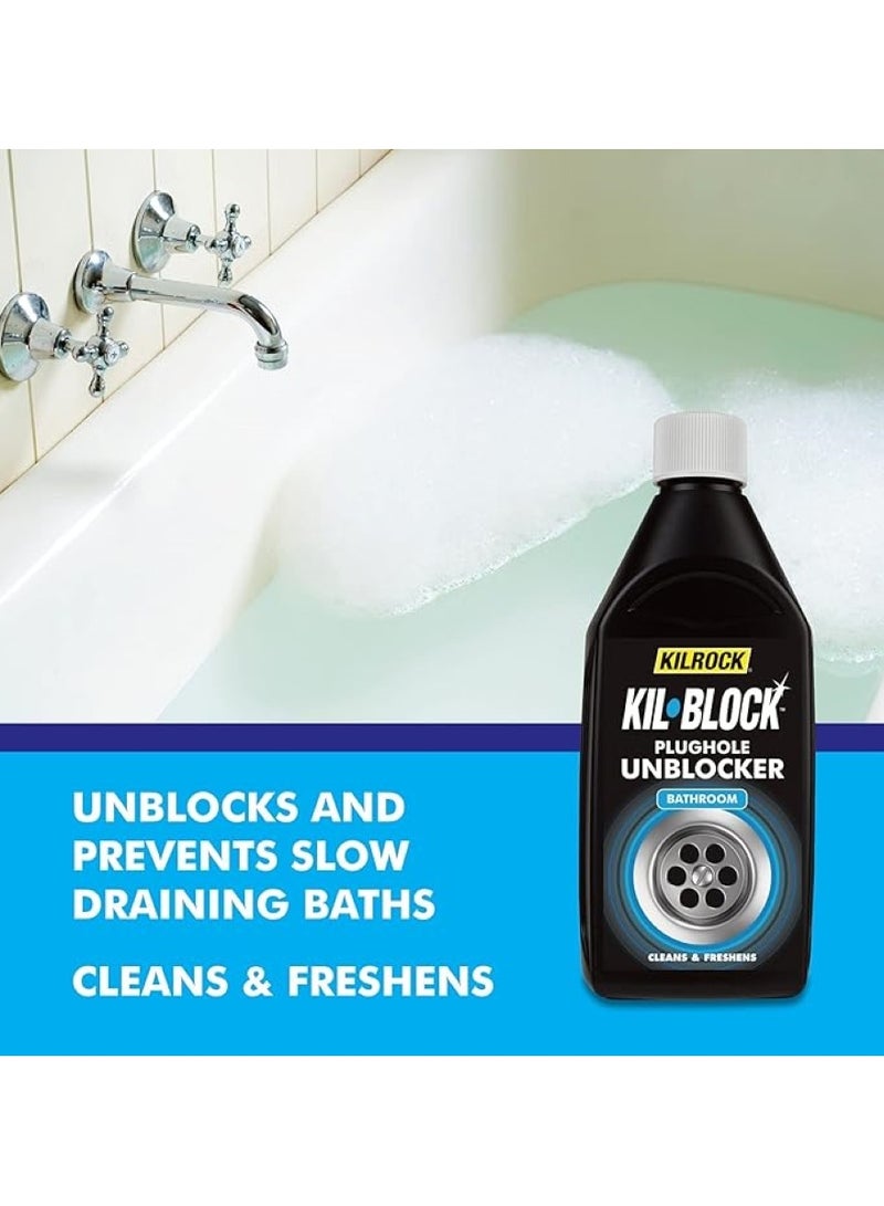 KILROCK Kilblock Bathroom Plughole Unblocker 500 ML