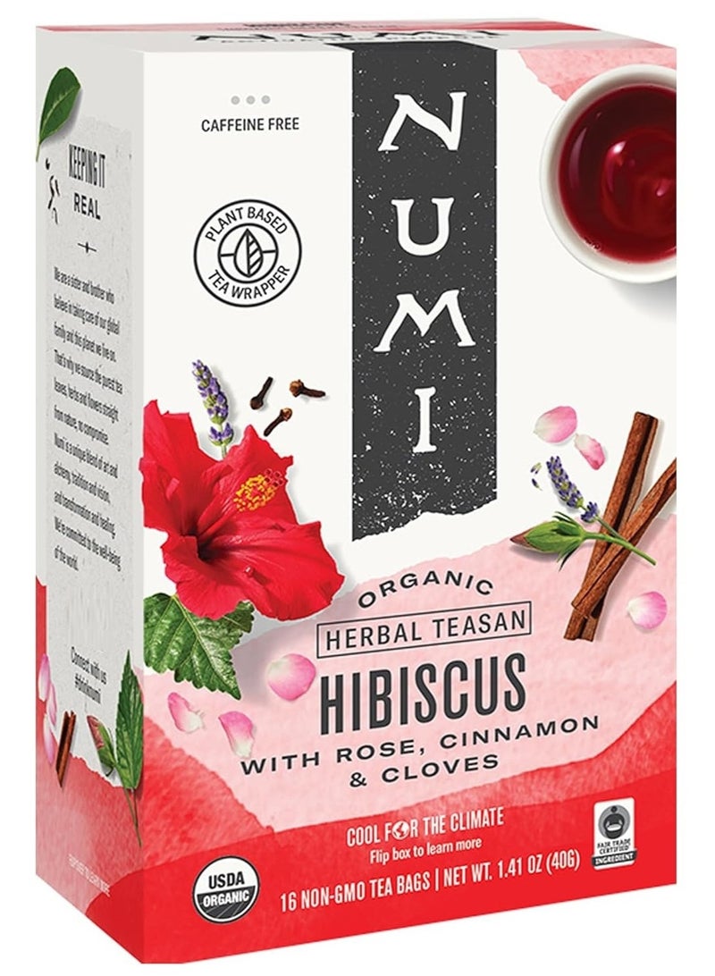 Numi Organic Tea Hibiscus Herbal Tea Bags