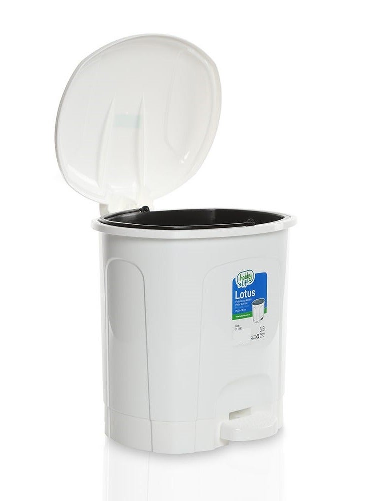 Hobby Life Lotus Pedal Waste Bin White 5.5L