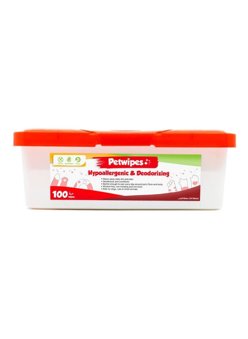 PETWIPES Hypoallergenic Deodorizing Wipes 100 Pcs