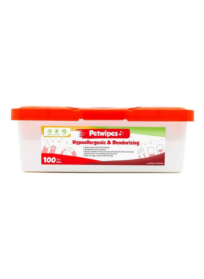 PETWIPES Hypoallergenic Deodorizing Wipes 100 Pcs