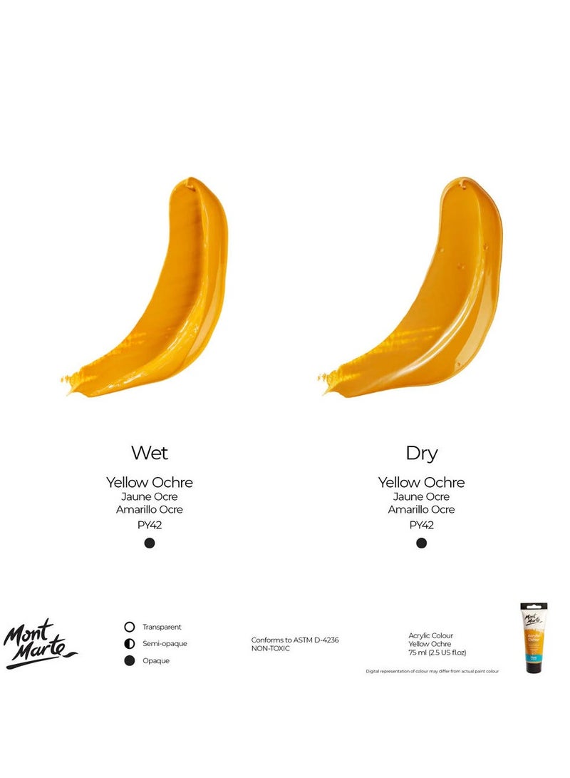 Mont Marte Yellow Ochre Acrylic Paint 75ML Tube