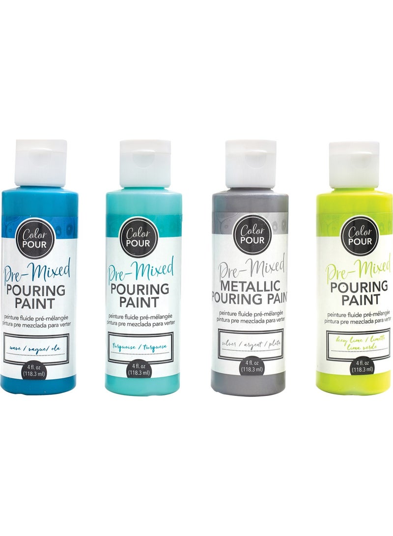 Color POUR Pouring Paint Kit 4 Pkg Peacock