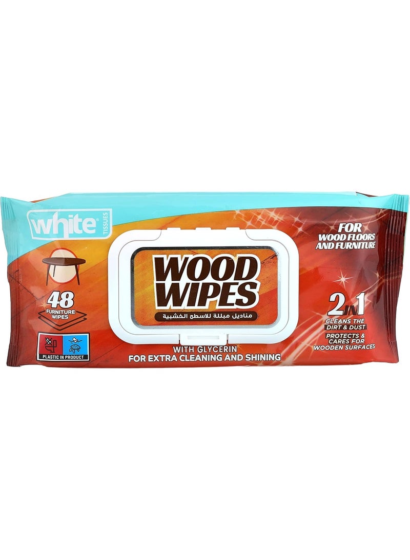 White TISSUES Wooden Furniture Cleaning Wipes 48 Count
