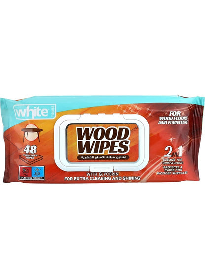 White TISSUES Wooden Furniture Cleaning Wipes 48 Count
