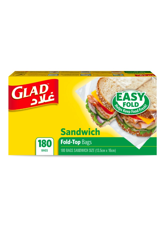 Glad Sandwich Fold Top Bags 180 Count - Glad