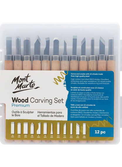 Mont Marte Wood Carving Set 12Pc