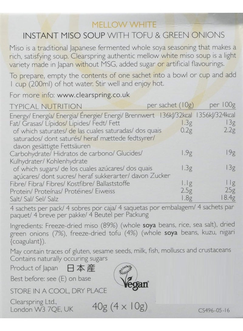 Clearspring Mellow White Miso Instant Soup with Tofu
