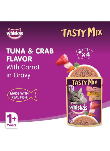 Whiskas Tasty Mix Tuna & Crab With Carrot 70G X 4