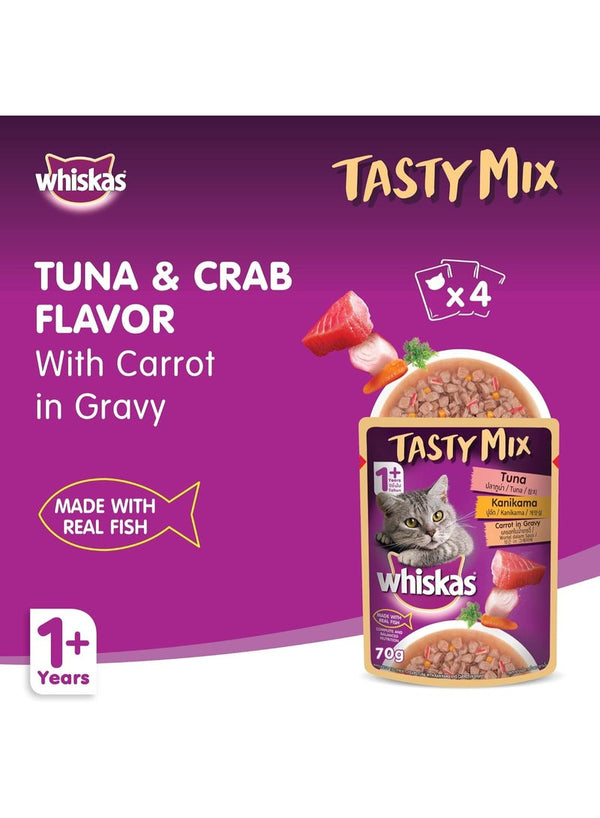 Whiskas Tasty Mix Tuna & Crab 70G x 4