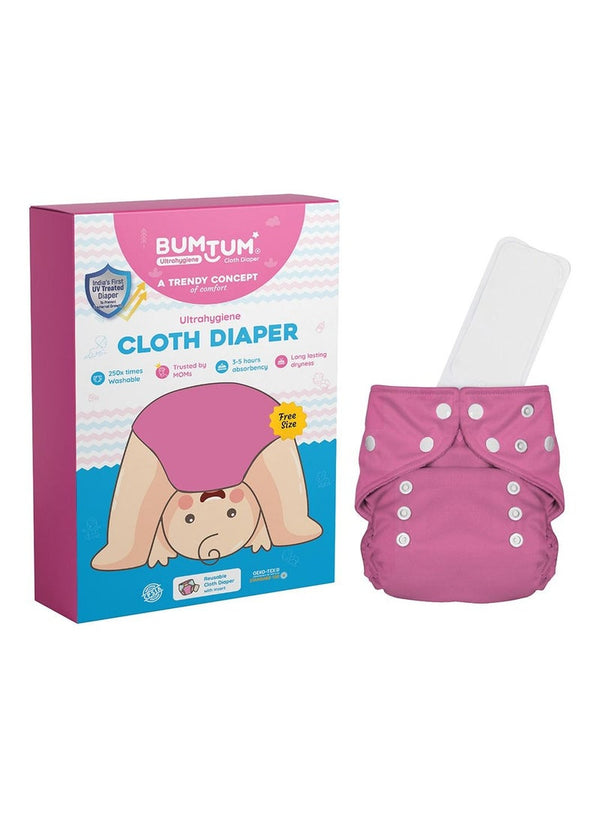 Bumtum Baby Cloth Diaper Free Size Pink
